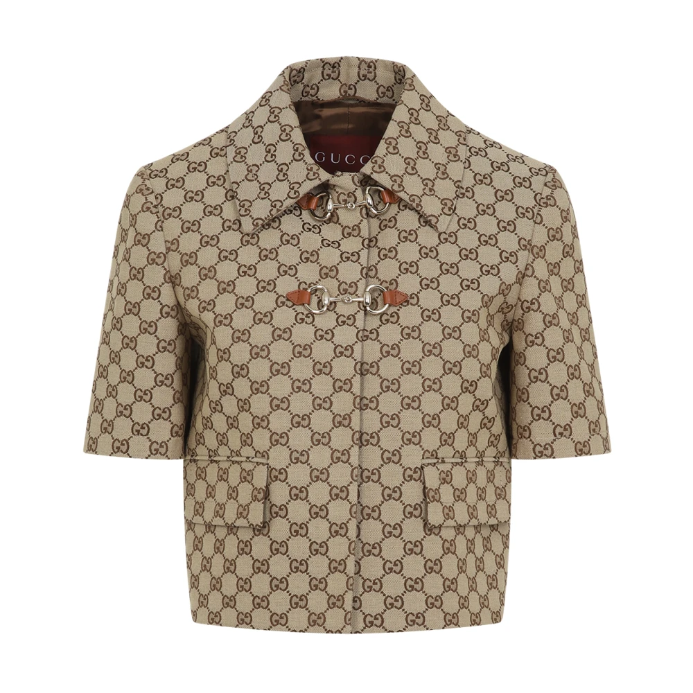 Gucci GG Canvas Jas met Horsebit Brown Dames