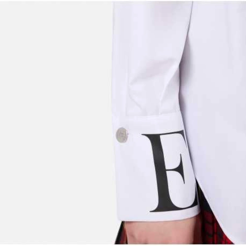 Elisabetta Franchi Witte Katoenen Oversize Logo Shirt White Dames