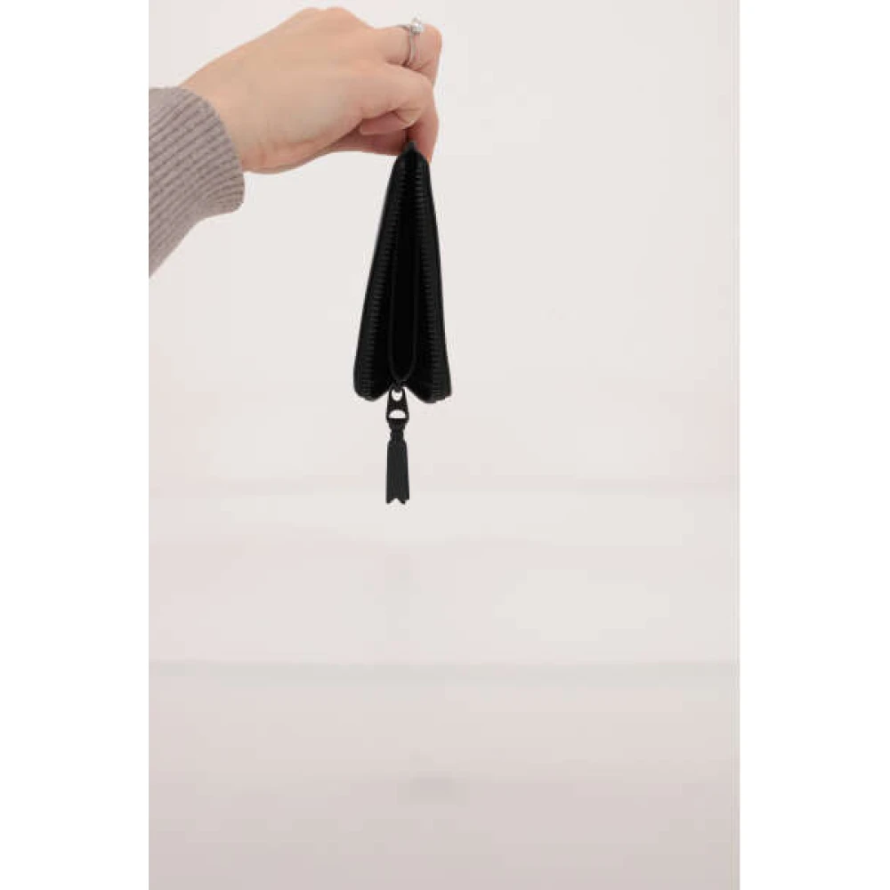 Comme des Garçons Zwarte Leren Portemonnee met Half-Zip Sluiting Black Heren