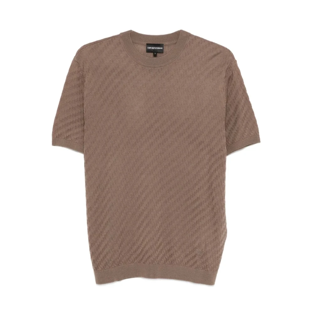 Emporio Armani Uomo Marrone - Maglione Con Colletto Polo - Knitwear - L