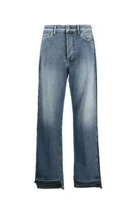Sliten Blå Bred Ben Jeans