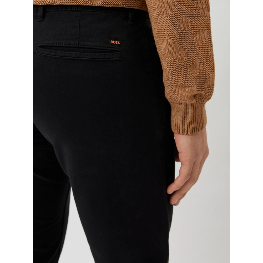 Hugo Boss Zwarte Chino Broek Katoen Elastaan Black Heren