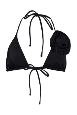 Floral-appliqué Triangle Bikini Top