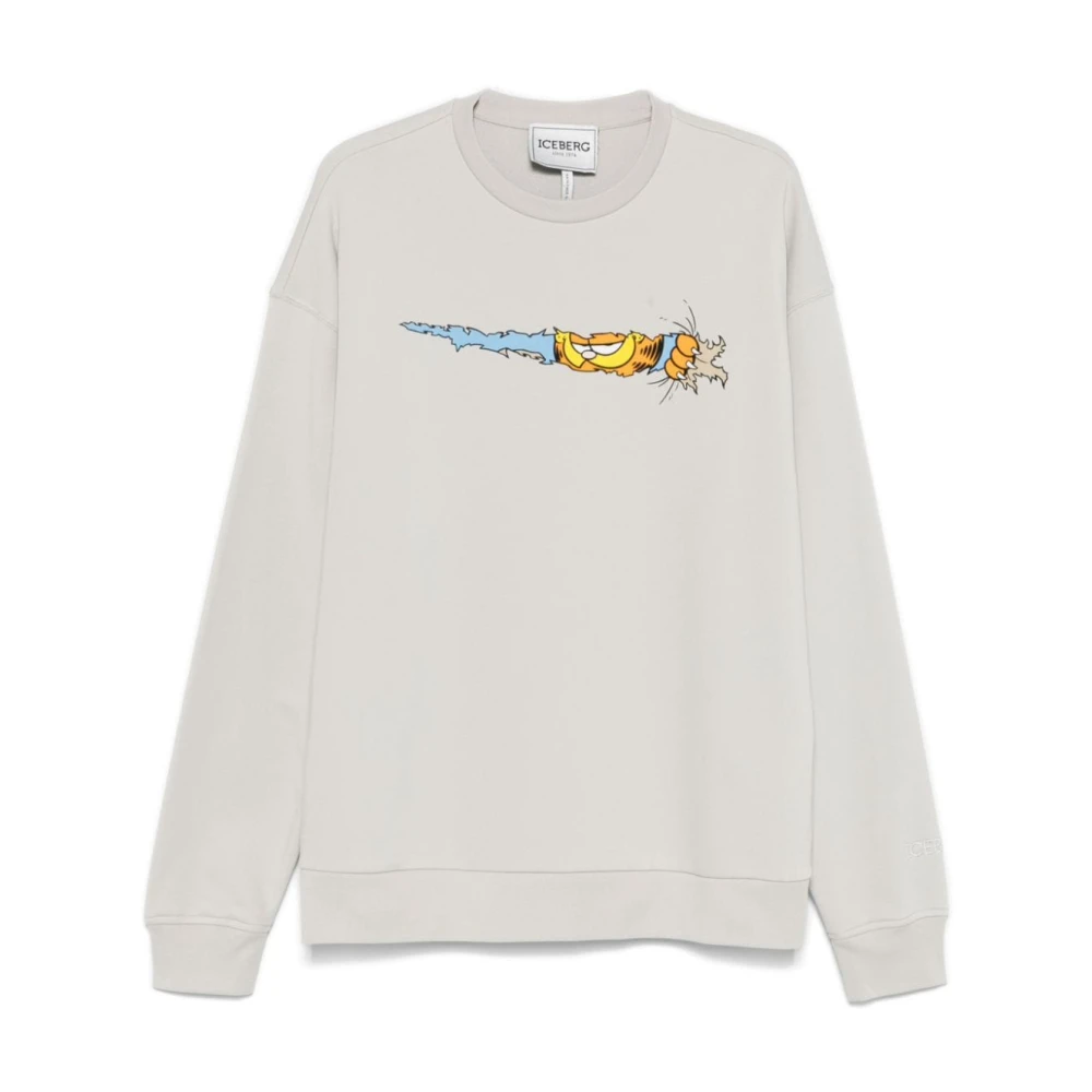 Iceberg Cartoon Print Ronde Hals Sweater White Heren