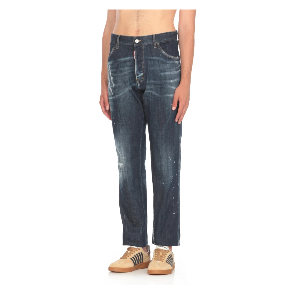 Dsquared2 Blauwe Gescheurde Katoenen Jeans Blue Heren