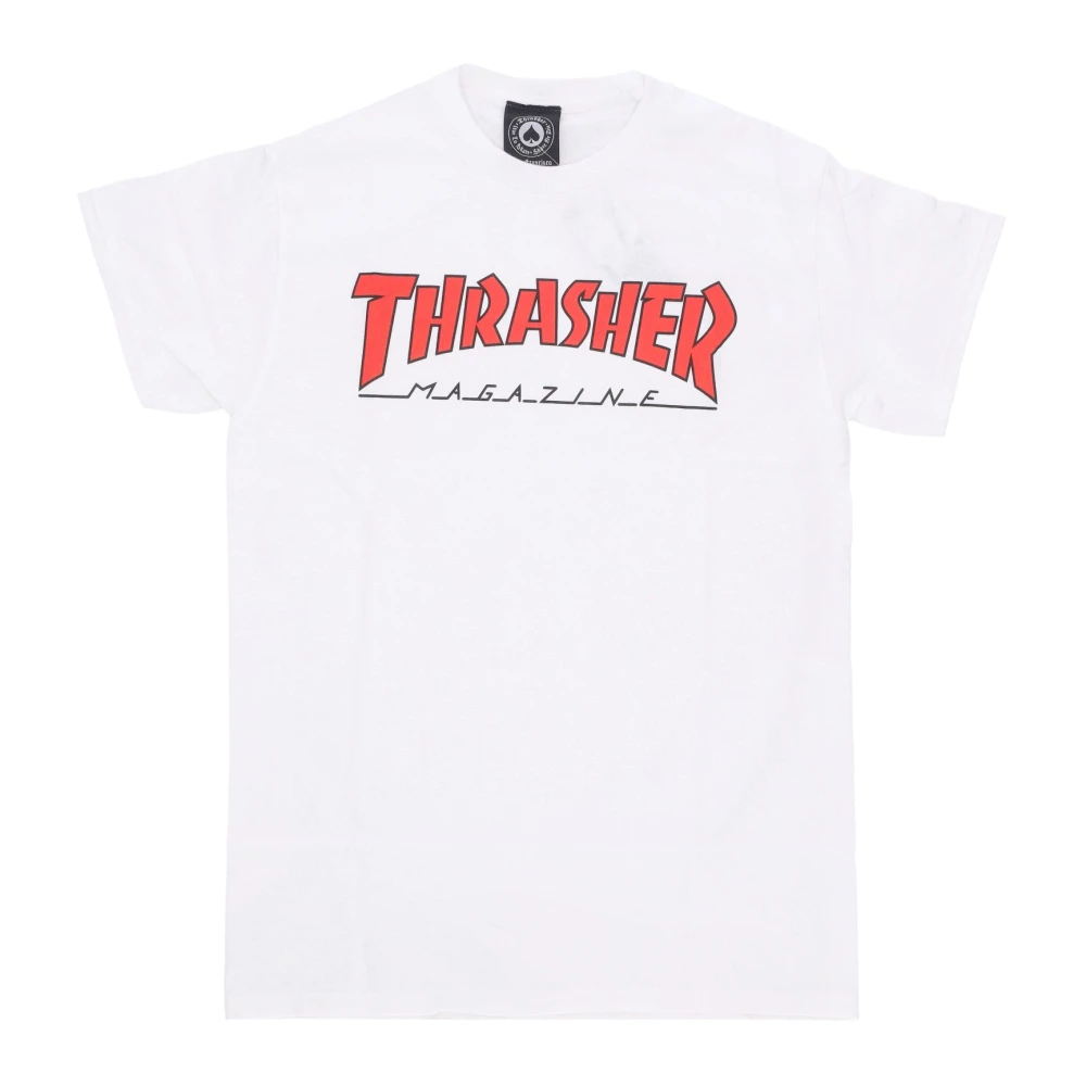 Thrasher Röd/Vit Tee Kortärmad Crew Neck White, Unisex