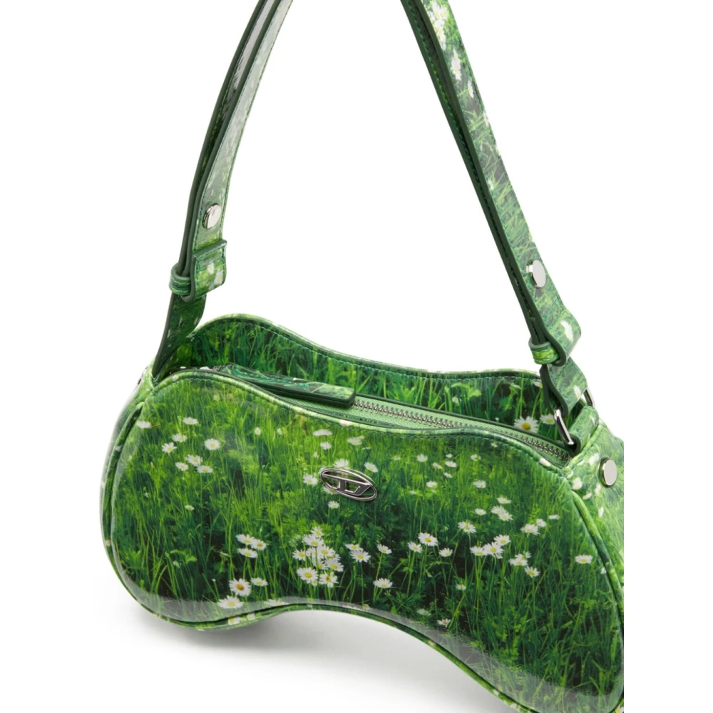 Diesel Grafische Print Schoudertas Groen Green Dames