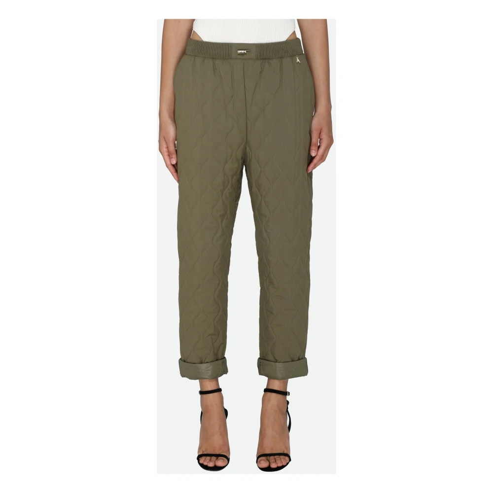 PATRIZIA PEPE Gewatteerde Groene Broek met Elastische Taille Green Dames