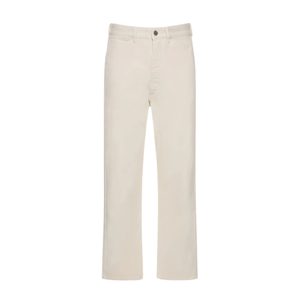 Lemaire Garment-Dyed Denim Broek Straight Leg White Heren