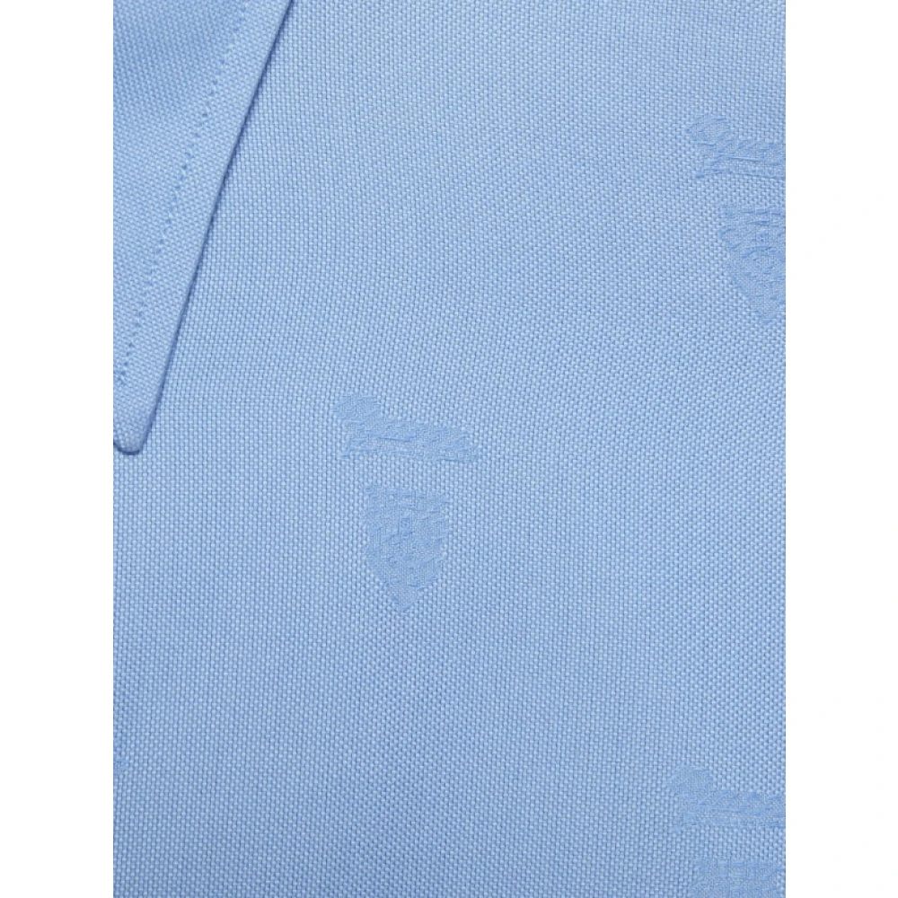 Gucci Blauwe Logo Jacquard Katoenen Overhemd Blue Dames