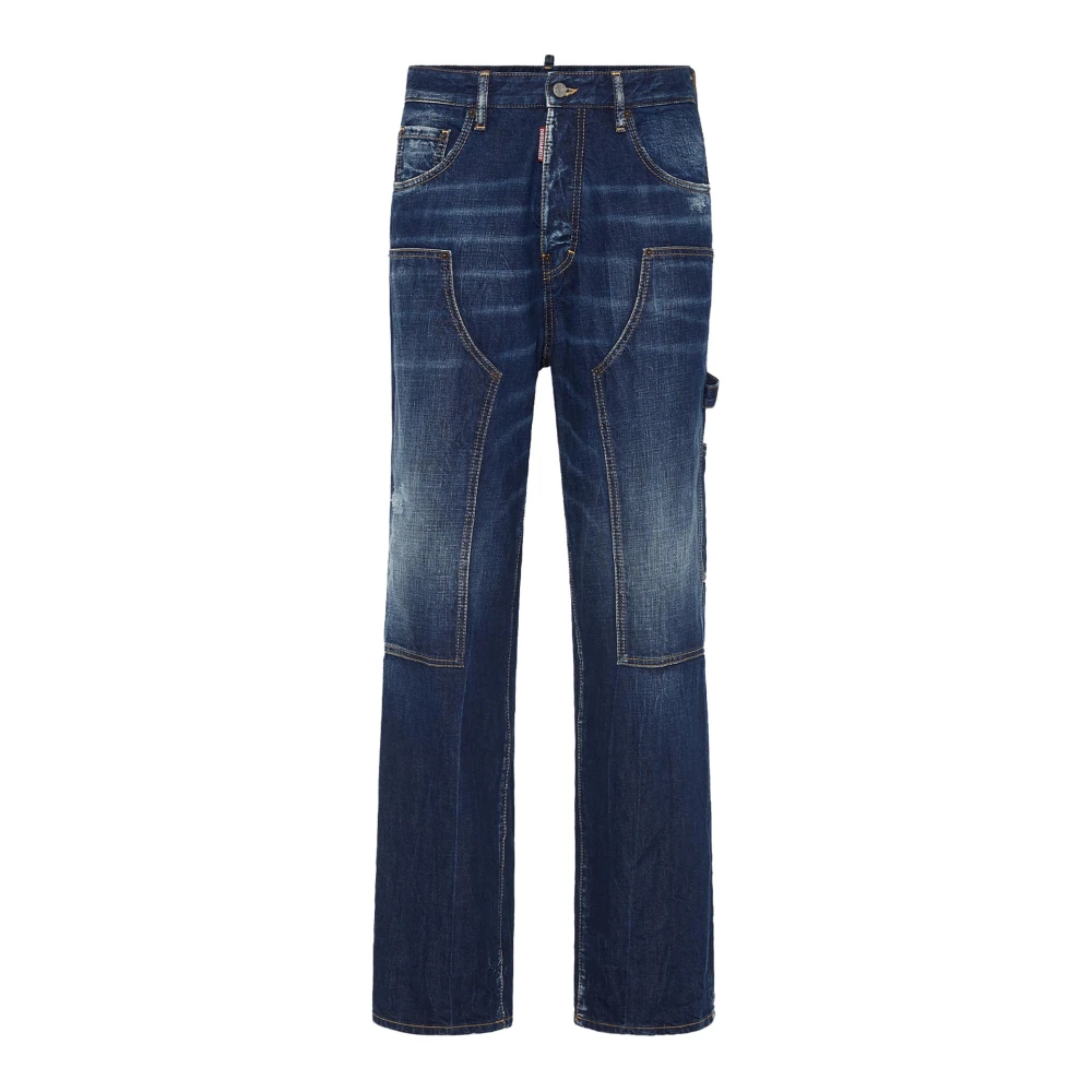 Dsquared2 Men's Blue Straight Jeans,, Carpenter Style Utility Pocket Jeans Extra Small