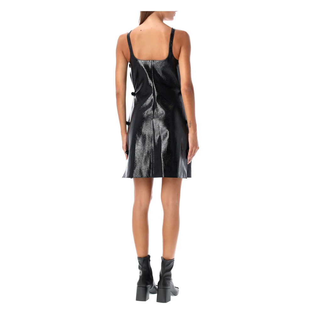 Courrèges Zwarte Vinyl Mini Jurk Aw24 Black Dames