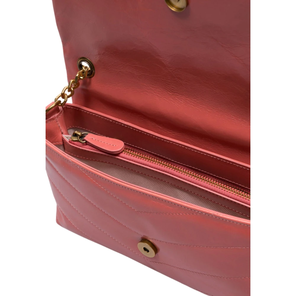 Twinset Koraalrode Leren Schoudertas Madison Red Dames