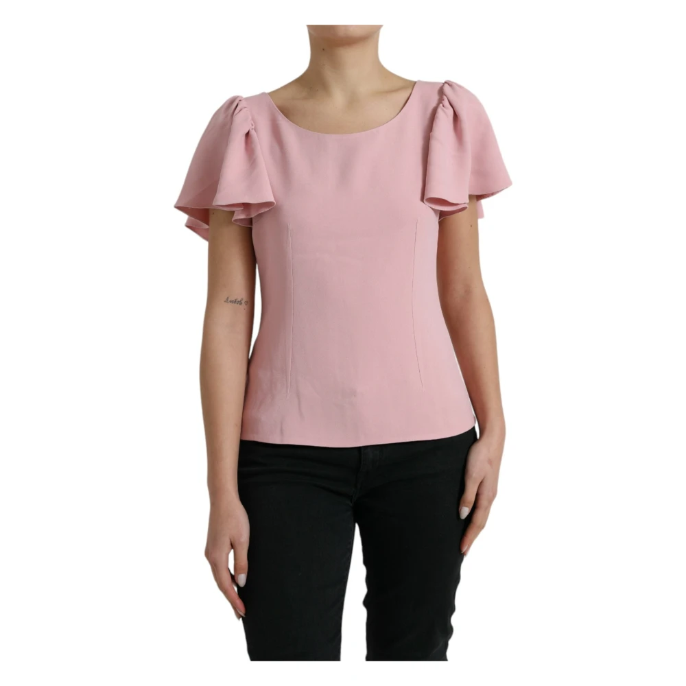 Dolce & Gabbana Women's Pink Short Sleeves Round Neck Blouse Top