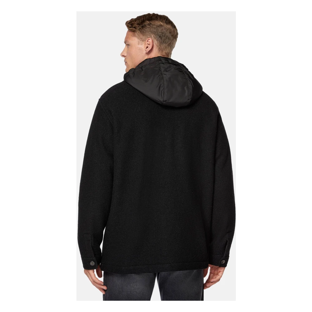 Boggi Milano Link Shirt Jacket van Wol met Bib Black Heren