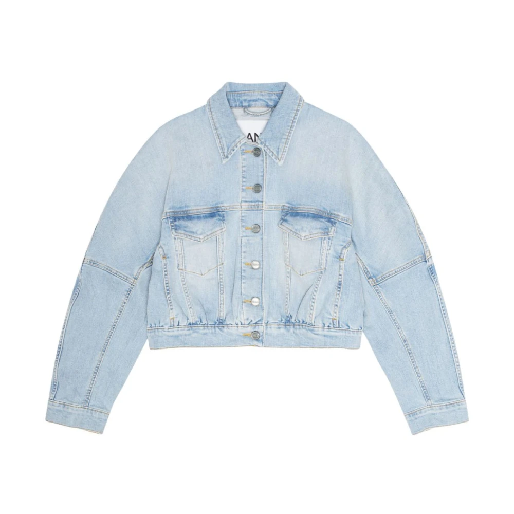Ganni Heldere Blauwe Katoenen Jas Blue Dames