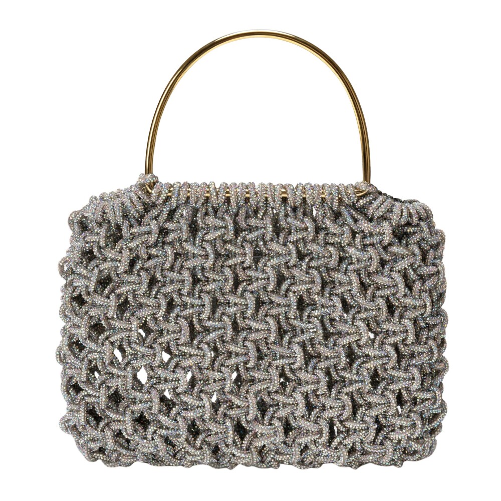 関税込み HIBOURAMA★VANNIFIQUE ミニ Plumes Jewel バッグ 4色 Hibourama - Vannifique Crystal-Studded Woven Handbag