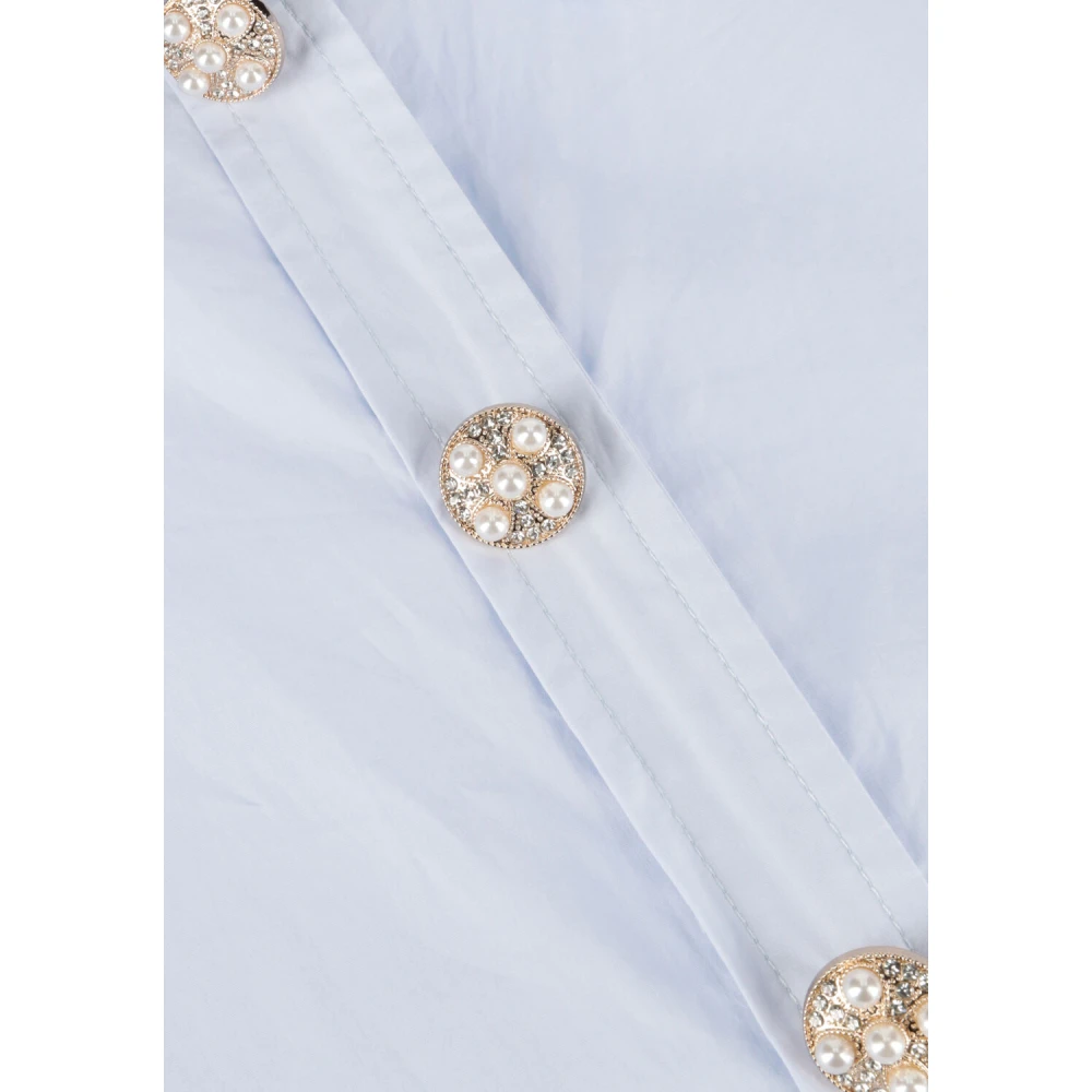 Summum Woman Fancy Button Blouse in Blauw Poplin Blue Dames