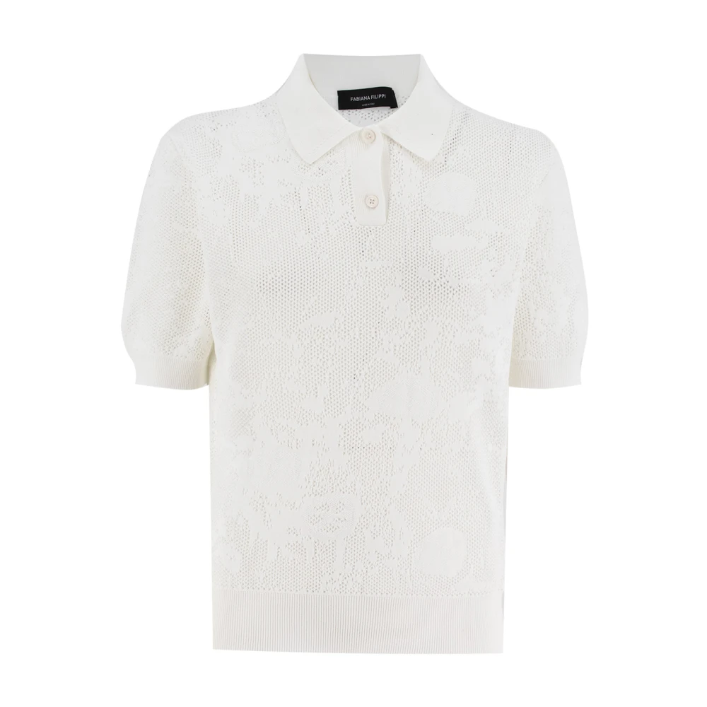 Fabiana Filippi Jacquard Print Katoenen Polo Shirt White Dames