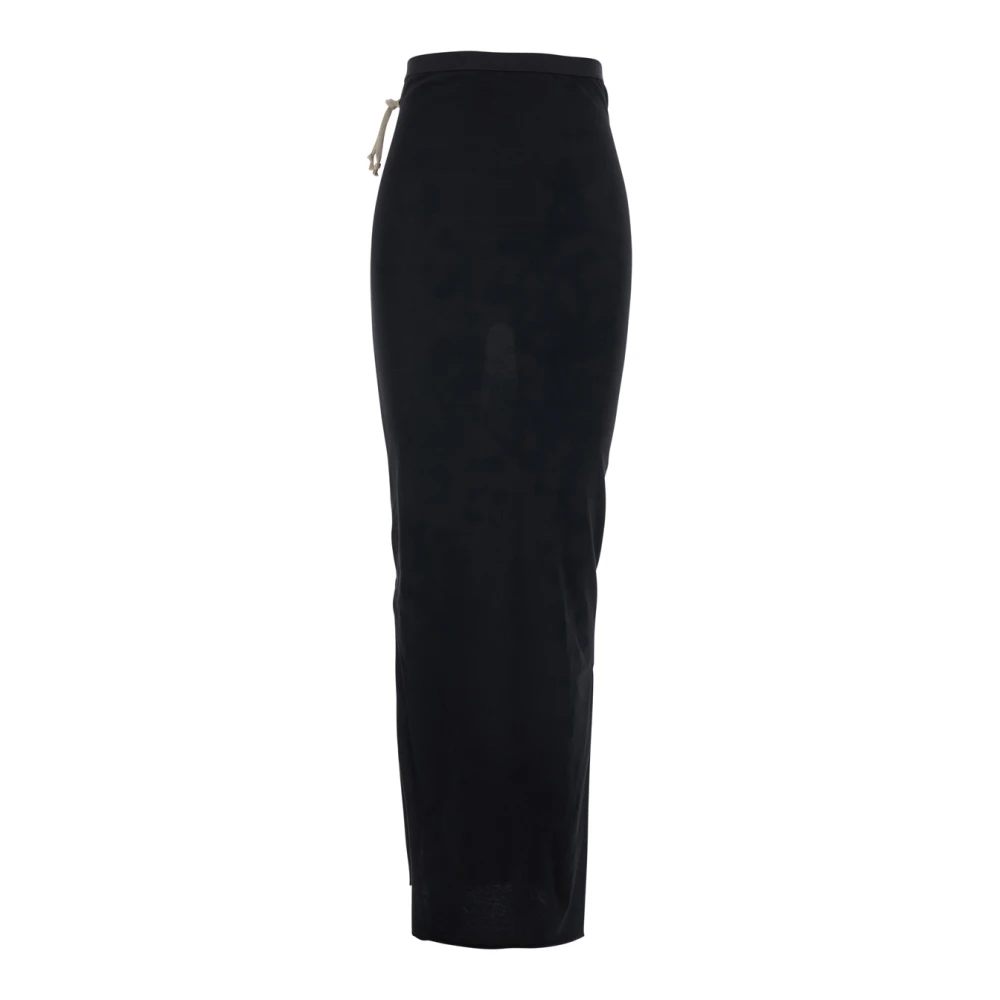 Rick Owens , Maxi Skirts, Female, Black, M, Long Skirt With Side Drawstring