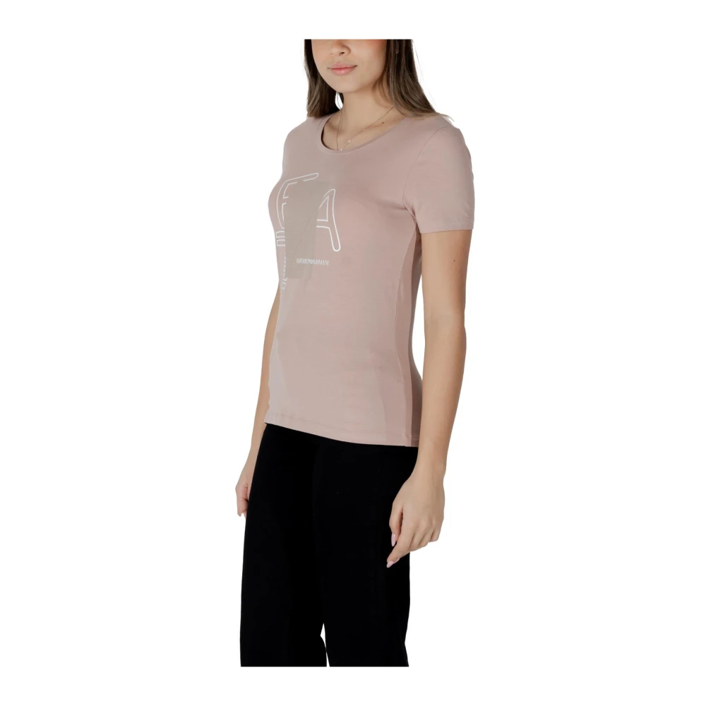 Emporio Armani EA7 Roze Ronde Hals T-Shirt voor Vrouwen Pink Dames