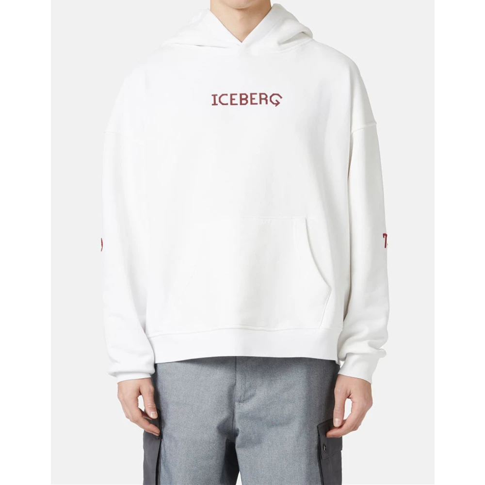 Iceberg Sweatshirt met capuchon en bedrukt logo Beige Heren