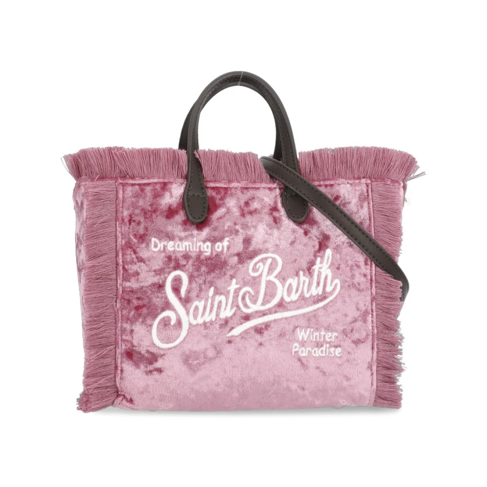 Saint Barth Paarse Fluwelen Handtas met Franjes Purple Dames