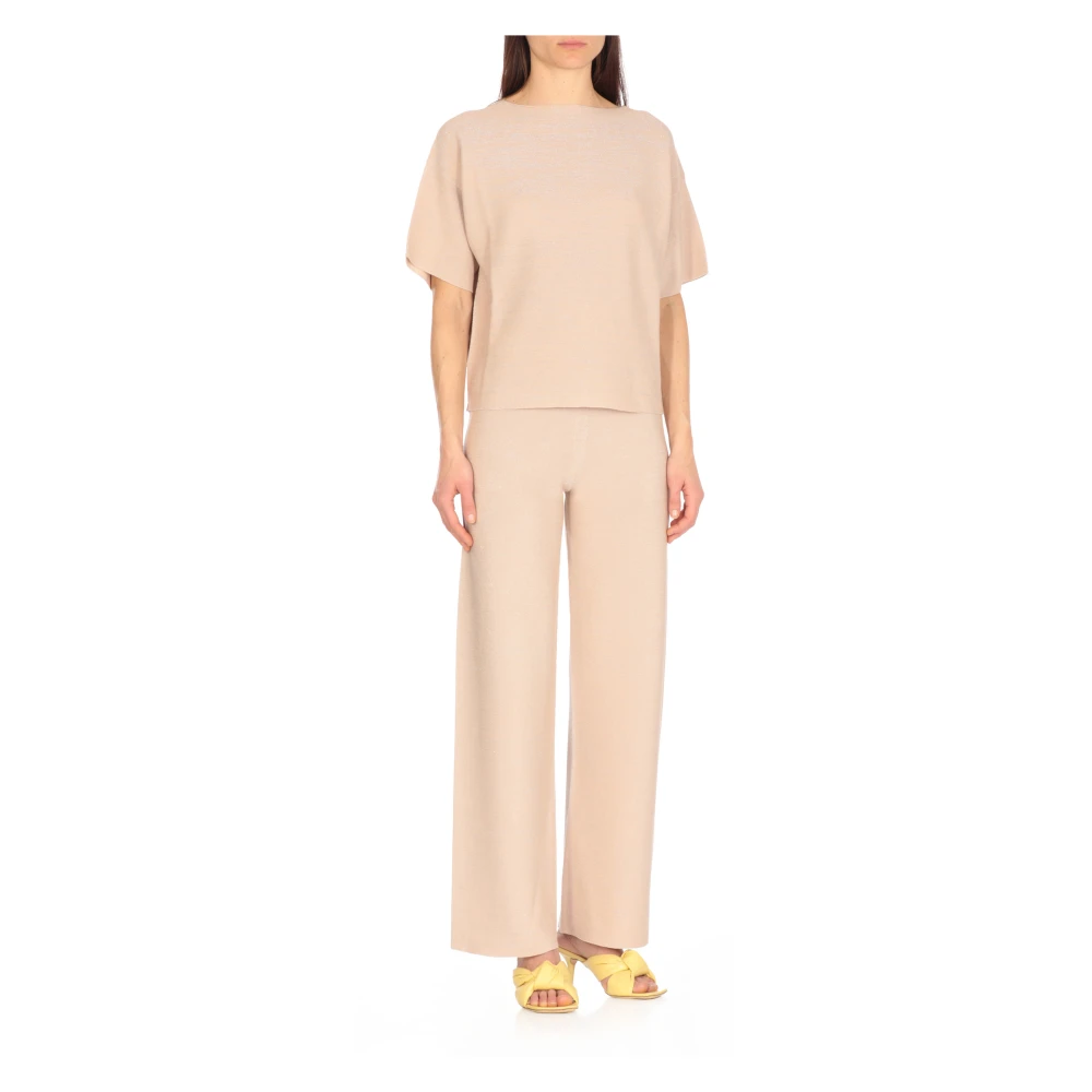 Fabiana Filippi Beige Katoenen Trui met Lurex Details Beige Dames