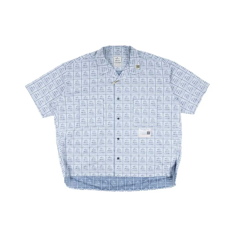 Mihara Yasuhiro Witte Half Sleeve Tag Shirt Blue Heren