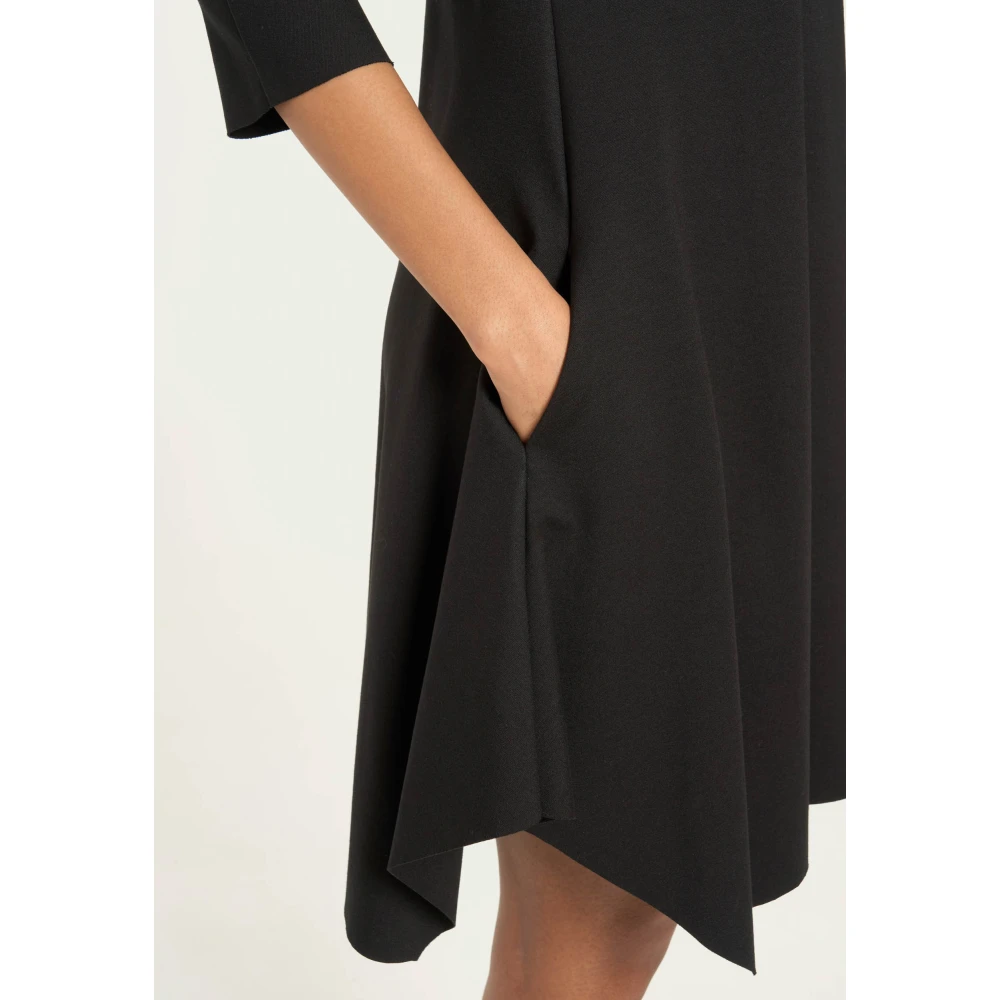 Vicario Cinque Elegante Wijdvallende Jurk Donut Kraag Black Dames