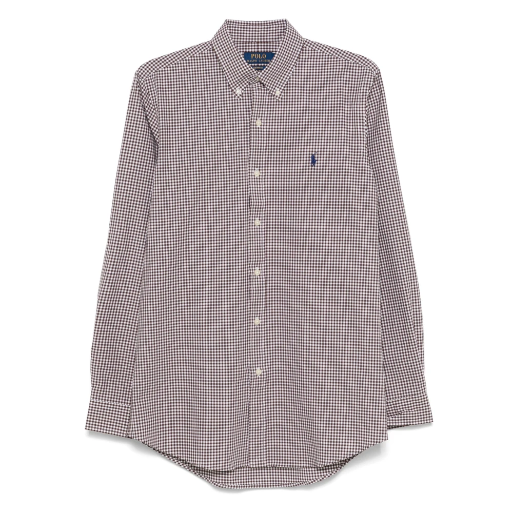Polo Ralph Lauren Micro-Patroon Poplin Overhemd Brown Heren