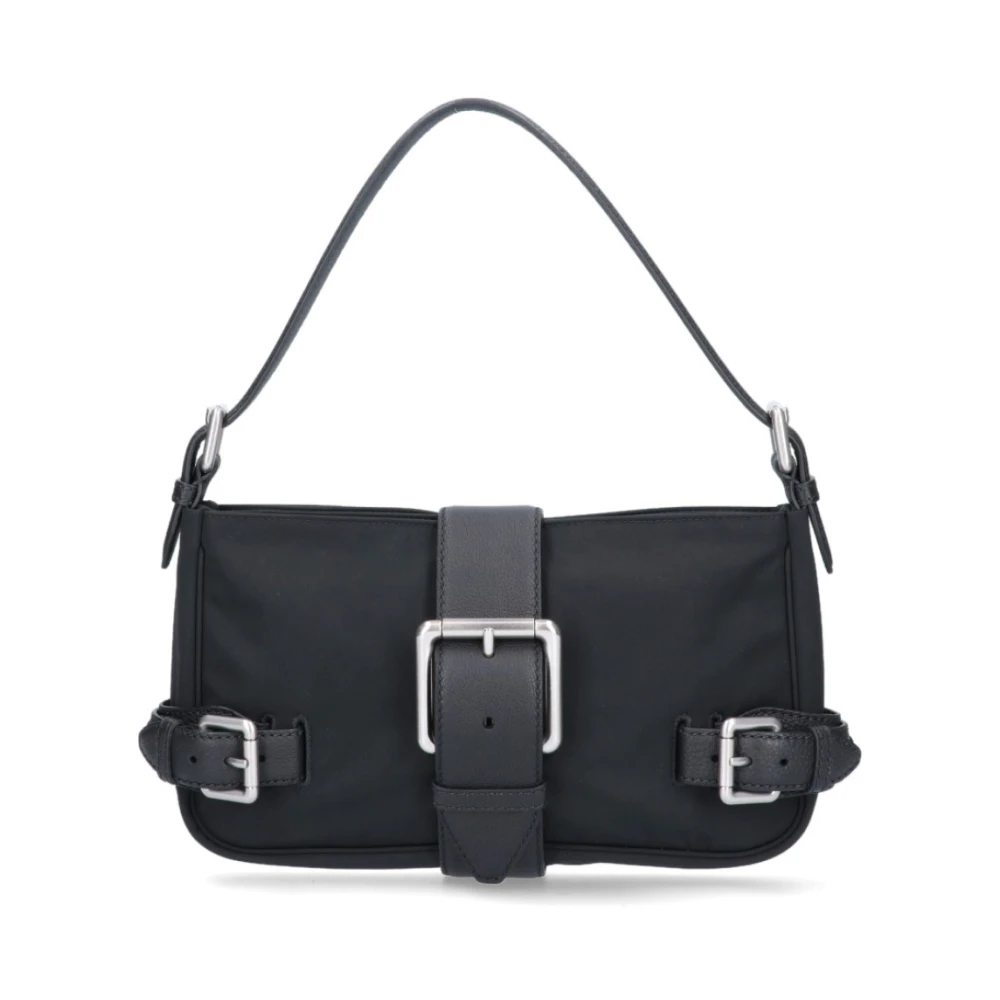 Bottega Veneta Zwarte Schoudertas met Logo Black Dames