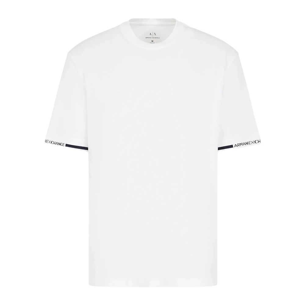 Armani Exchange Beige T-shirt met Tape Logo Beige Heren