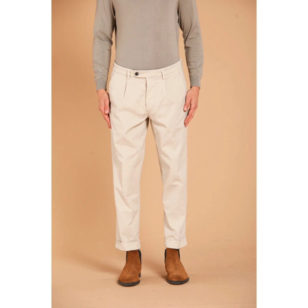 Mason's Chino Broek met Diagonale Print Beige Heren