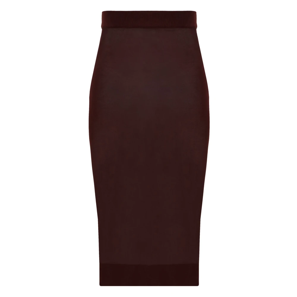 Saint Laurent Bordeaux Gebreide Pencil Rok Red Dames
