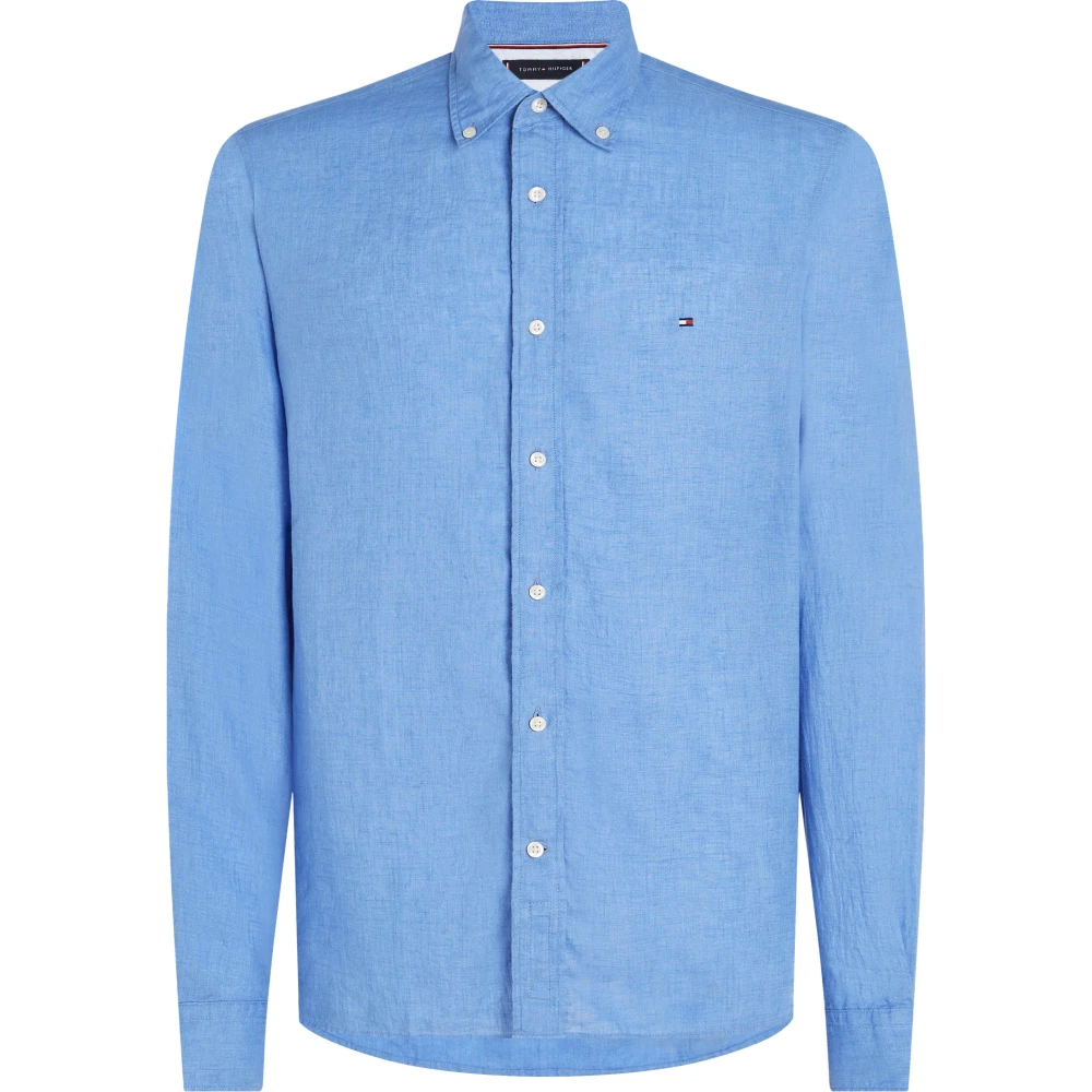Tommy Hilfiger Men's Blue Clear Linen Button Down Shirt