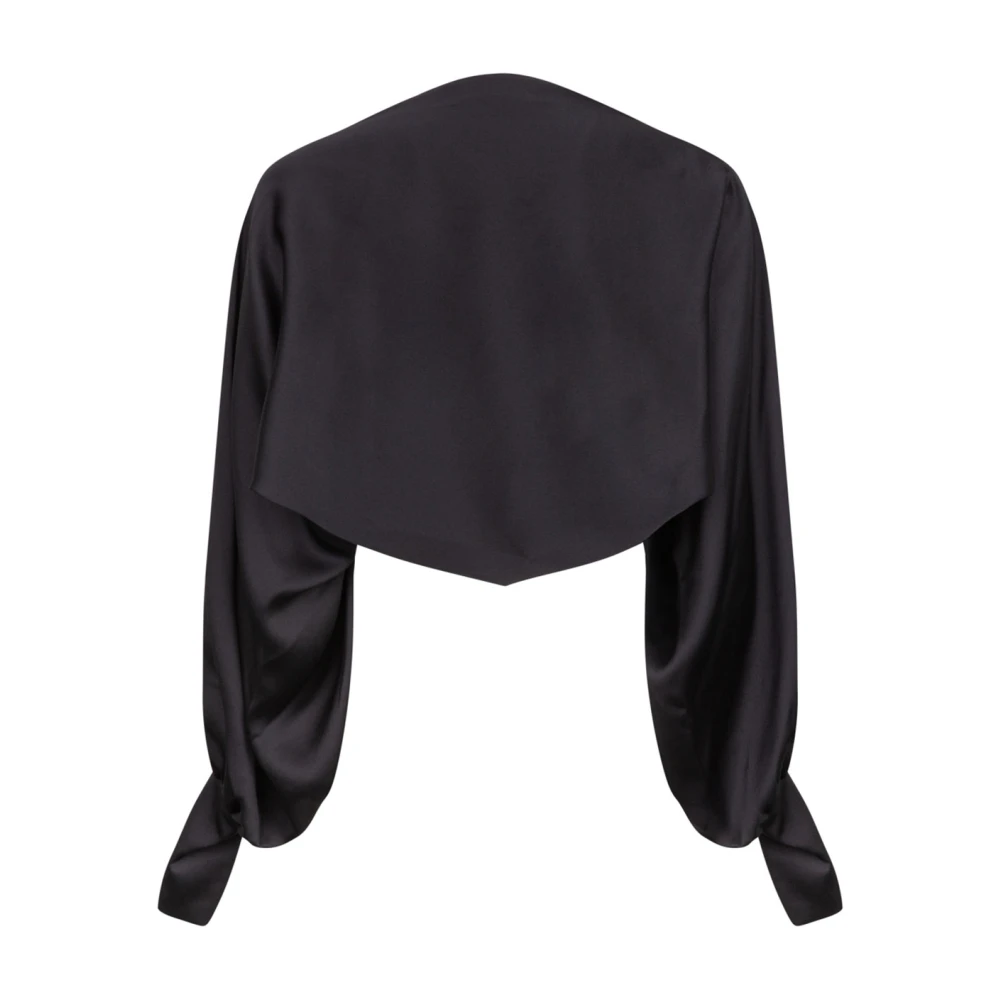 Genny Zwarte Glanzende Bolero Jas Black Dames