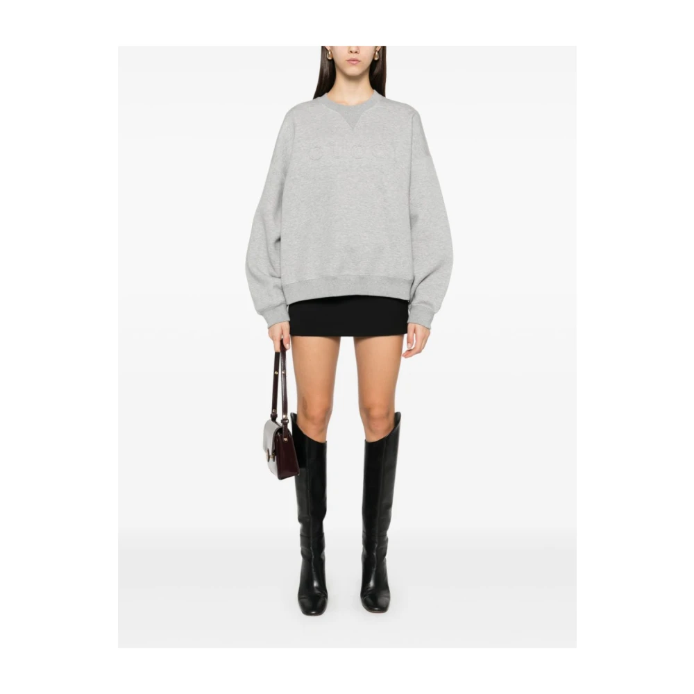 Gucci Grijze trui met reliëflogo Gray Dames