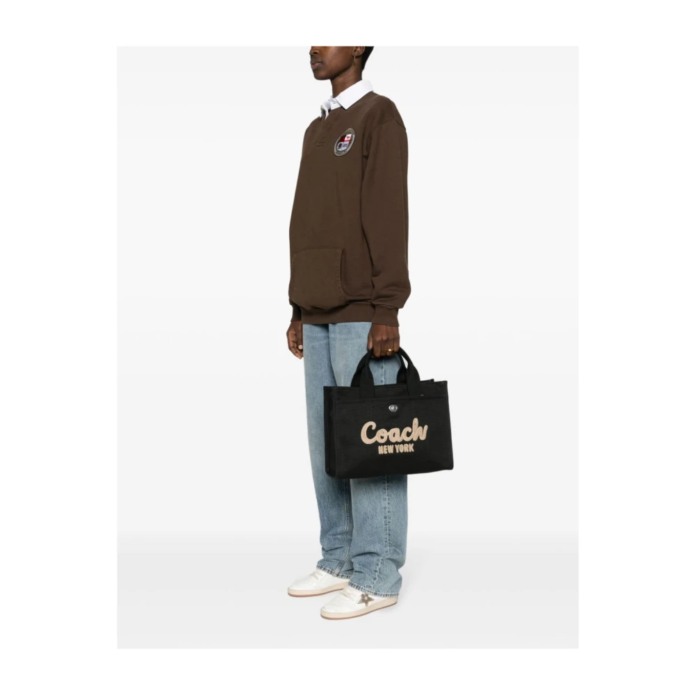 Coach Geborduurd Logo Canvas Cargo Tote Tas Black Dames