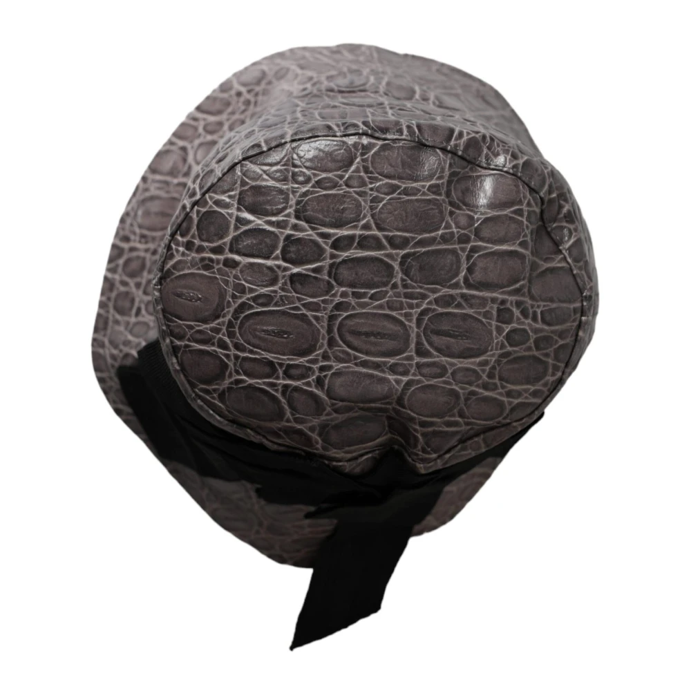 Dolce & Gabbana Grijs Zwart Leren Bucket Hat Gray Dames