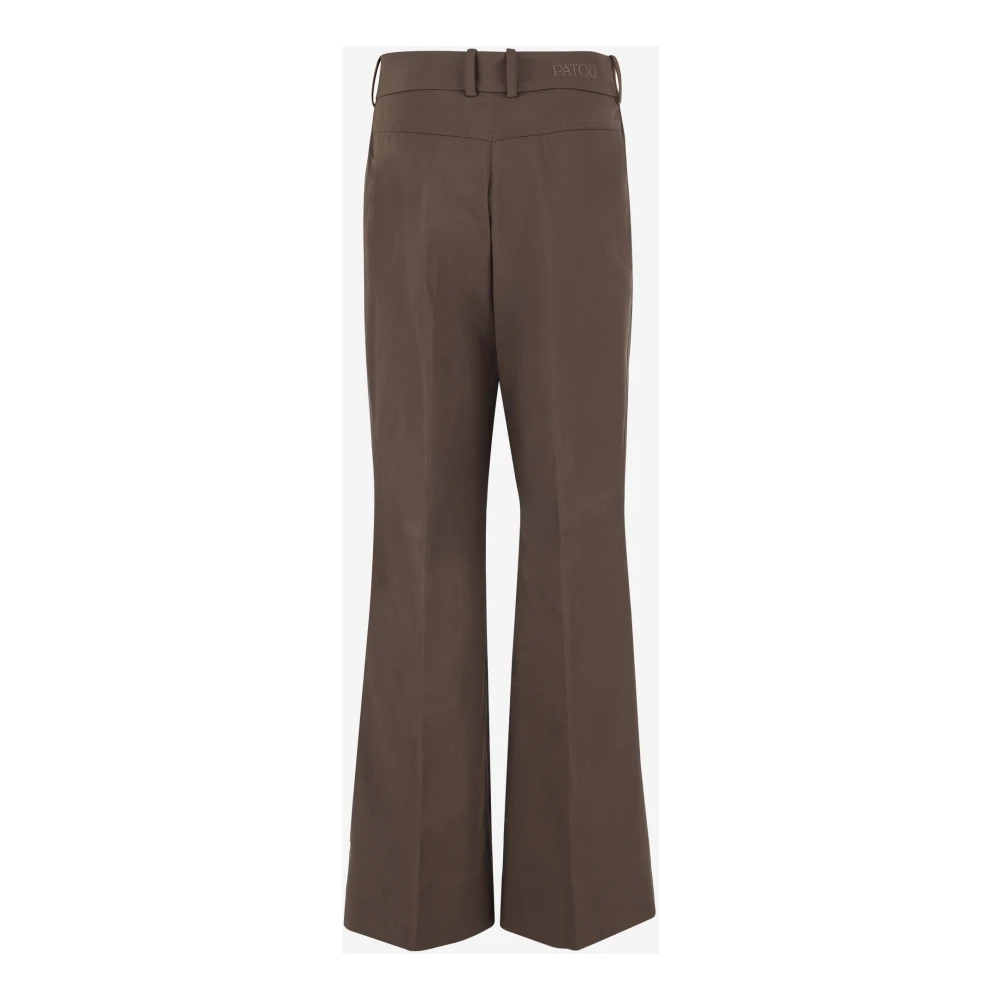 Patou Flare Katoenen Broek met Geborduurd Logo Brown Dames