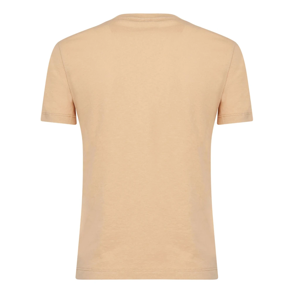 Chloé Beige Crew Neck T-shirt met Logo Beige Dames