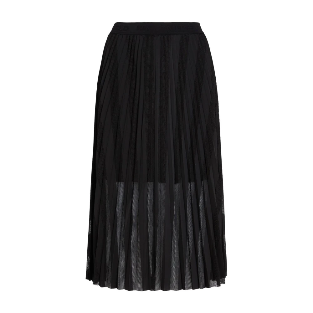 Karl Lagerfeld Geplisseerde Mesh Midi ROK Black Dames