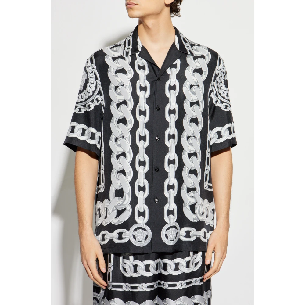 Versace Zijden overhemd Black Heren
