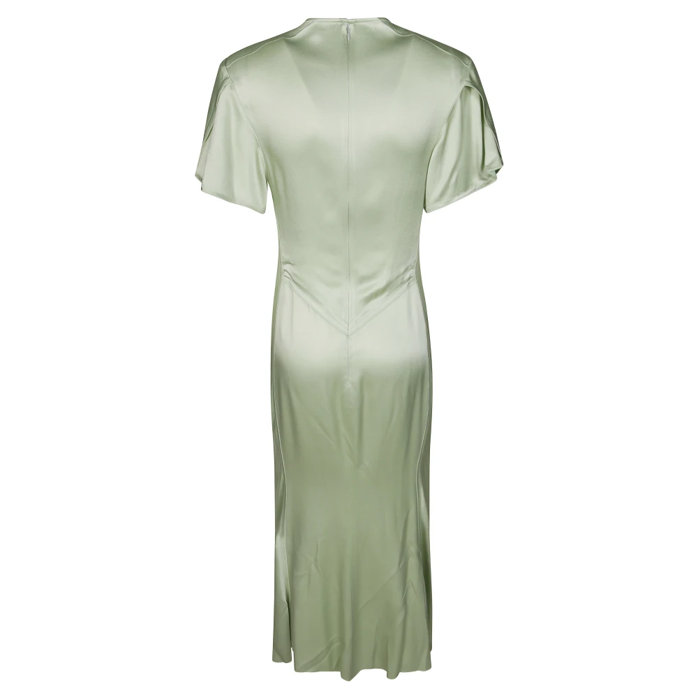 Victoria Beckham V-hals Midi Jurk met Gerimpeld Detail Green Dames