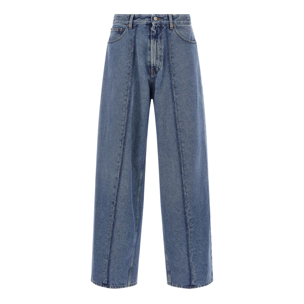 Mm6 Maison Margiela Men's Blue Wide Jeans, W30, Wide-Leg Jeans