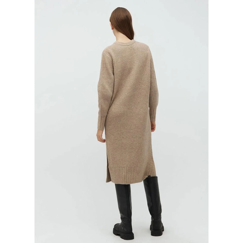MbyM Beige Gebreide Jurk met Splitjes Beige Dames