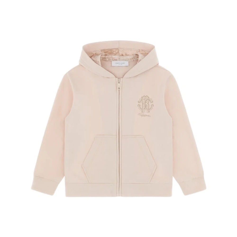 Roberto Cavalli Light Brown Logo Sweatshirt Made In Italy - Female - Kids Sweatshirts - Brown - 10 Y - Kids