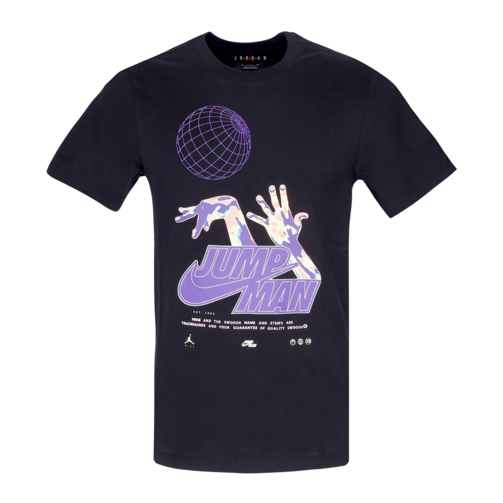 Jordan Zwart Crew Neck T-shirt met Print Black Heren