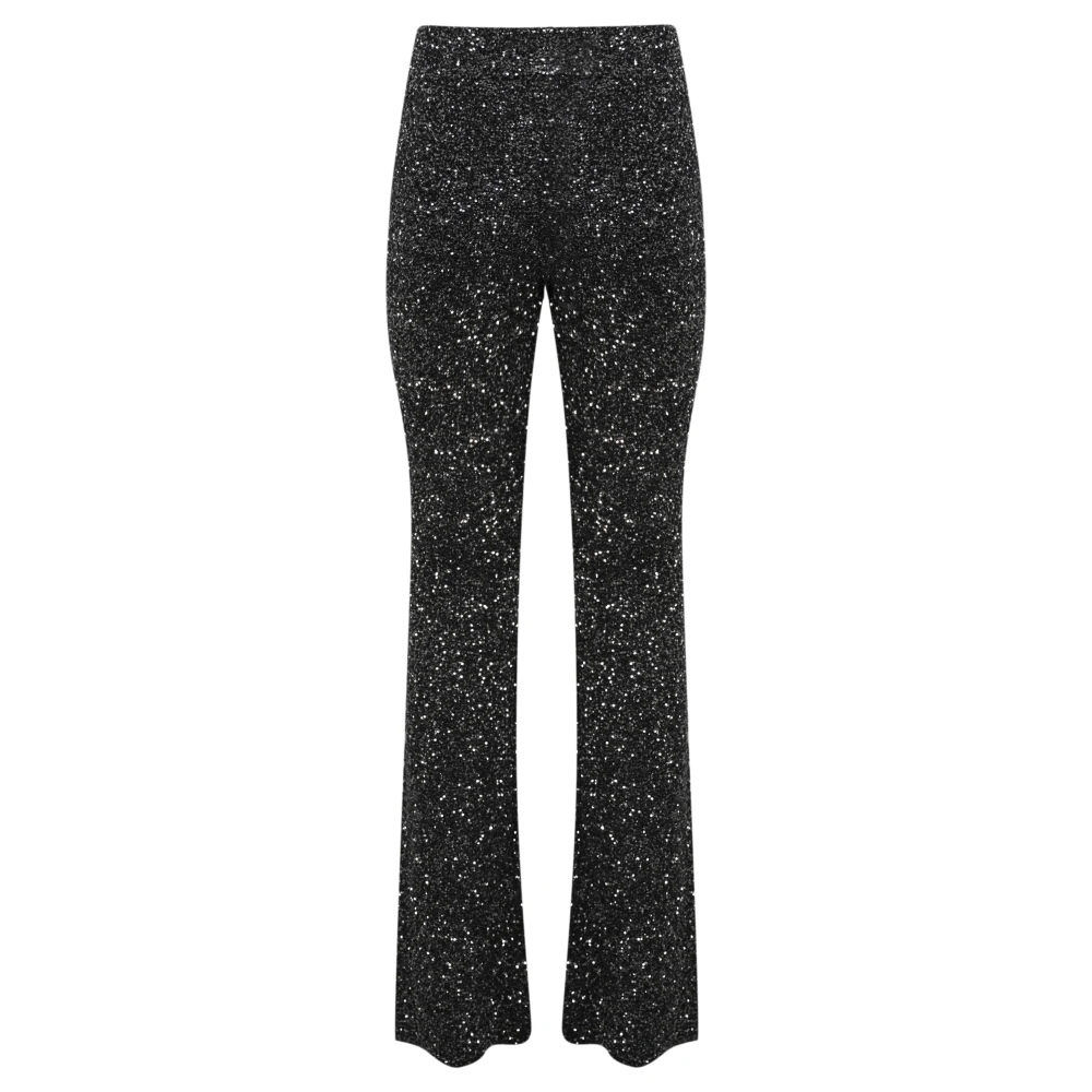 Liviana Conti Pailletversierde Wijde Zwarte Broek Black Dames